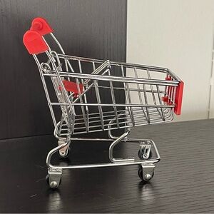 $5 DEALS Miniature Shopping Cart Red Accents Home Office Desk Decor Toy Play